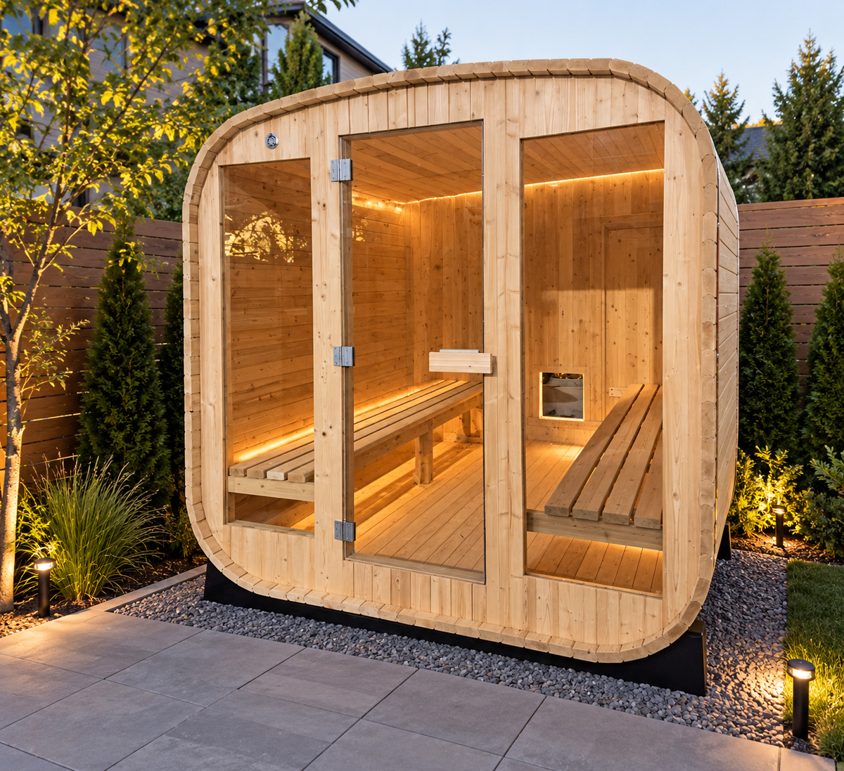 Outdoor POD Thermo Pine Sauna 6-8 pers *** In Stock ***