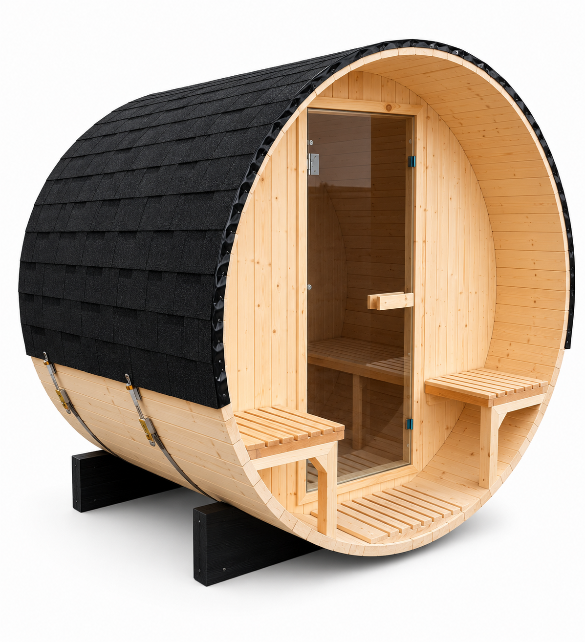 2 Person Outdoor Barrel Sauna With Porch *** In Stock ***