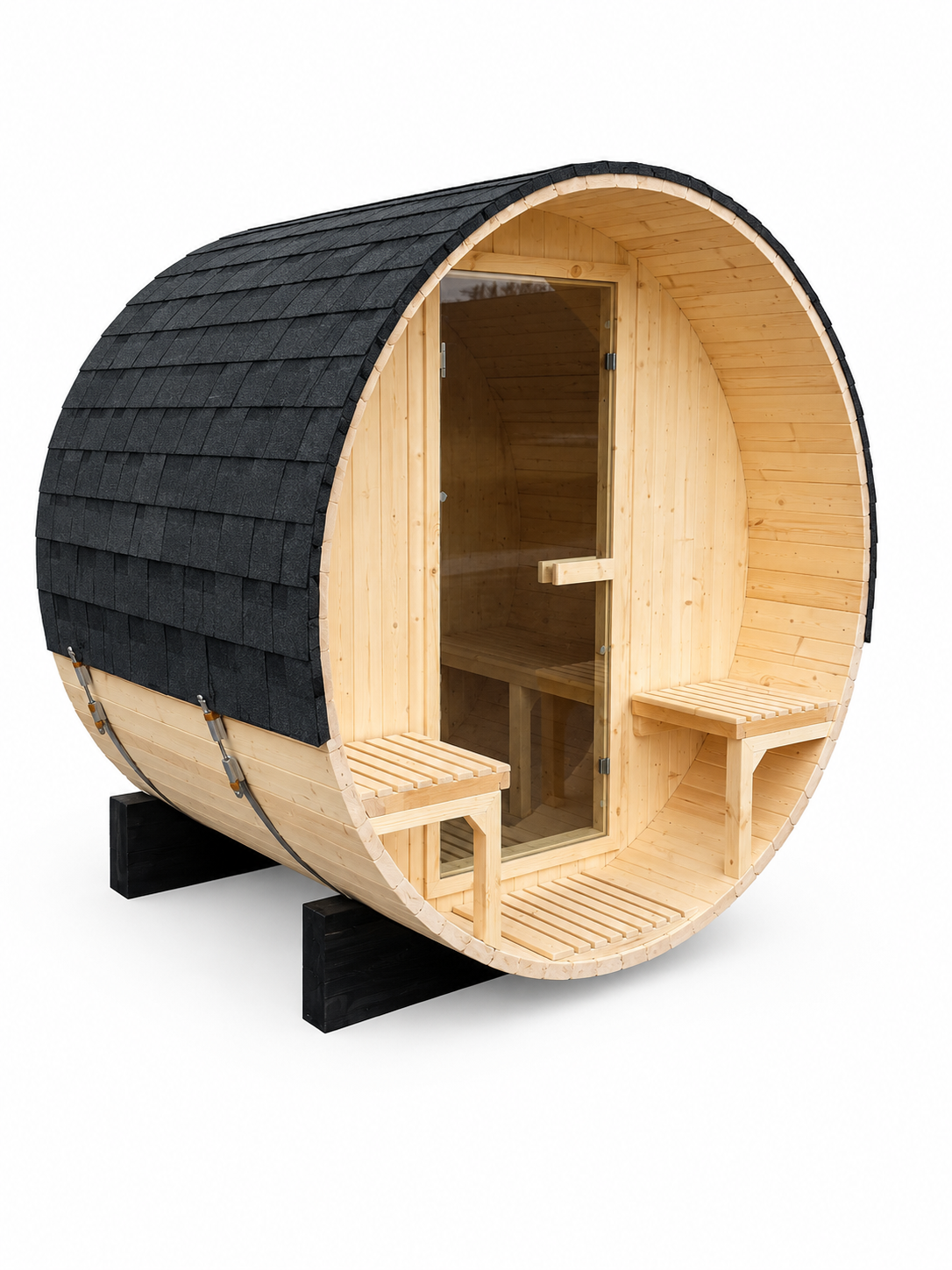 2 Person Outdoor Barrel Sauna With Porch *** In Stock ***
