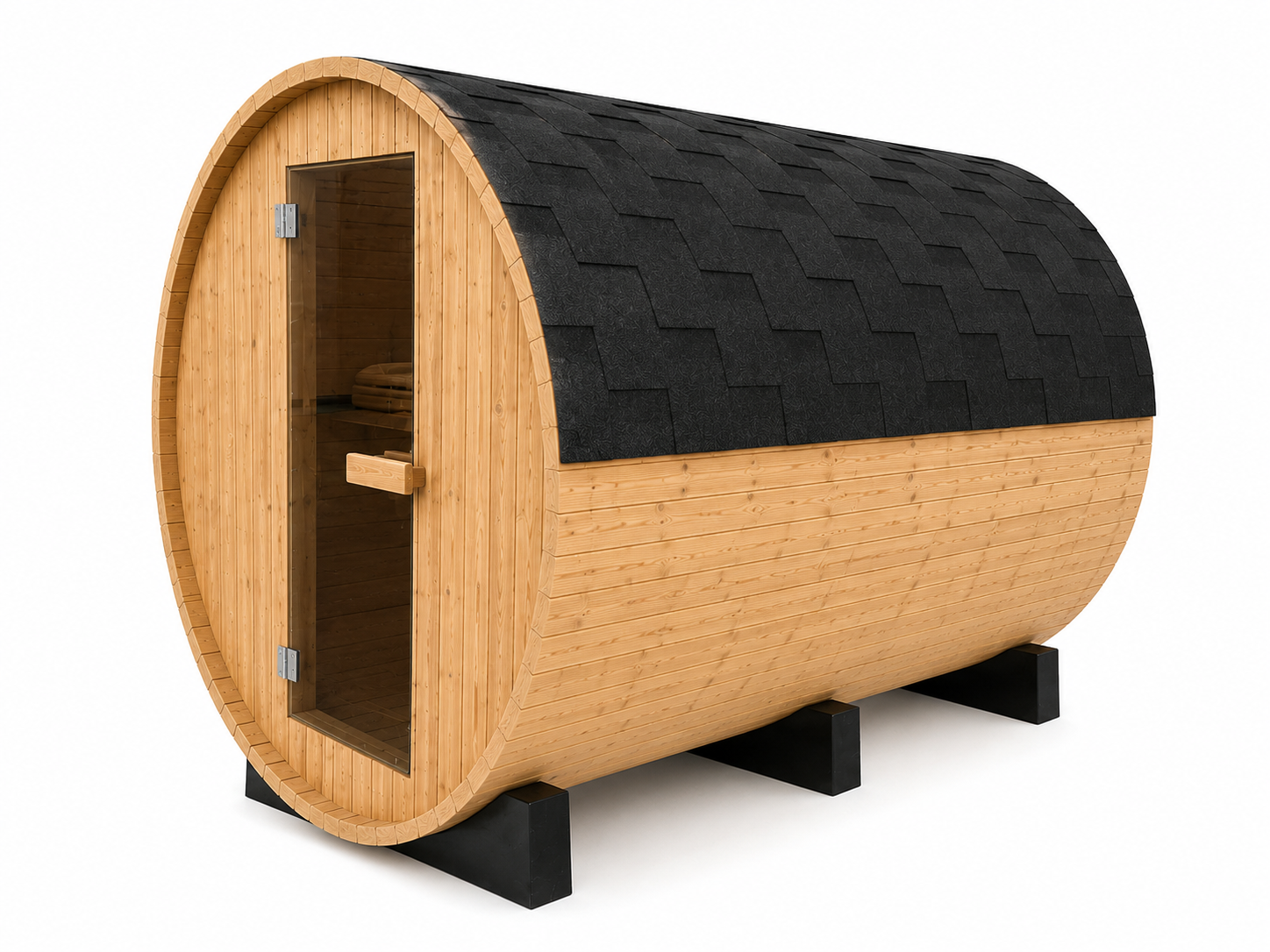 6-8 Person Outdoor Barrel Sauna + Half Glass