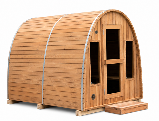 Outdoor POD Red Cedar Sauna 6-8 pers + Half glass (Pre-Order)