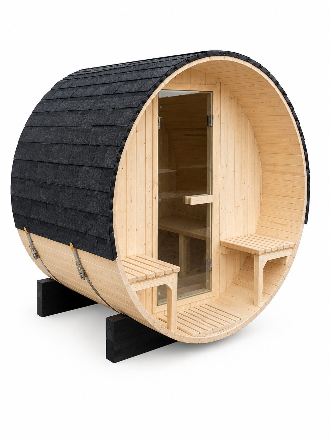 2 Person Outdoor Barrel Sauna With Porch *** In Stock ***