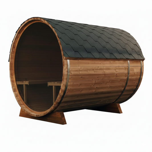Full Back Glass Barrel Sauna 4-6 pers.